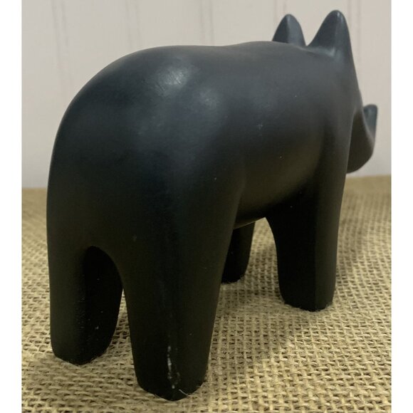 Black Wooden Rhino and Elephant Hand Carved Figurine or Paper Weight - Picture 5 of 16